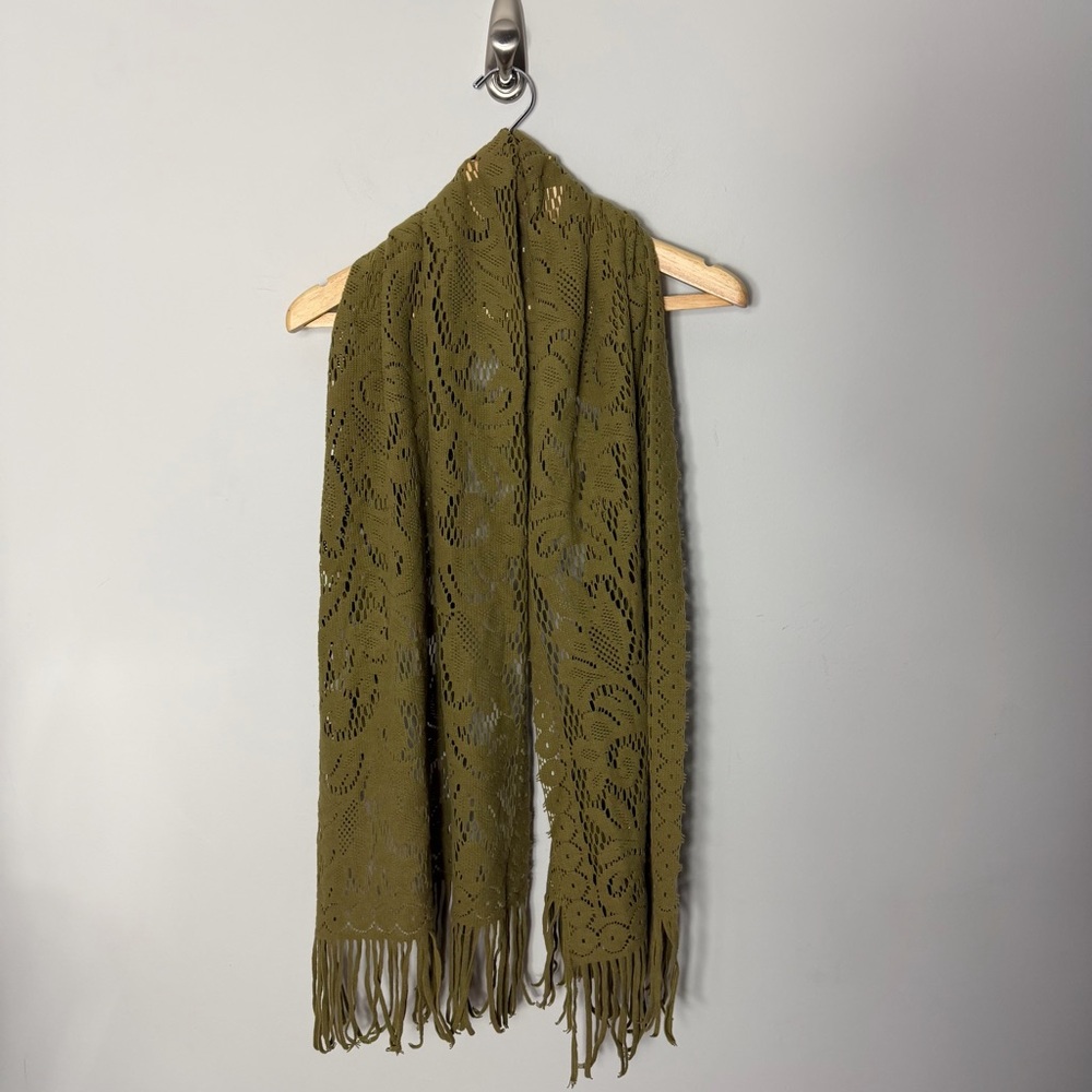 dorothee schumacher scarf green cotton lace fringe tassel